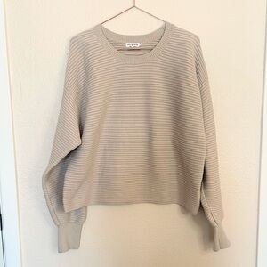 Good American Ribbed Oatmeal Sweater | Quiet Luxury Size 3